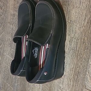 Tommy Hilfiger Black Leather Chunky Platform Y2K Preppy Loafer Shoes Size 8M